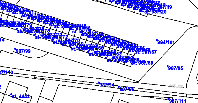 Parcela st. 987/63 v KÚ Čelákovice, Katastrální mapa