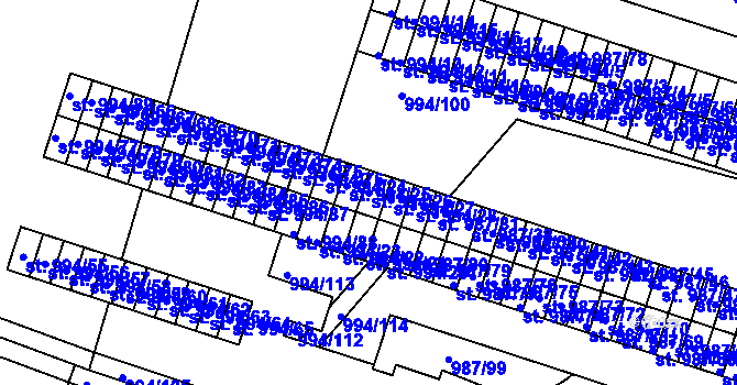Parcela st. 994/26 v KÚ Čelákovice, Katastrální mapa