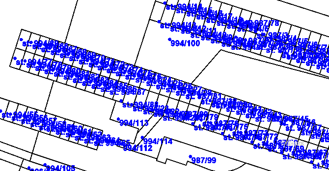 Parcela st. 994/27 v KÚ Čelákovice, Katastrální mapa