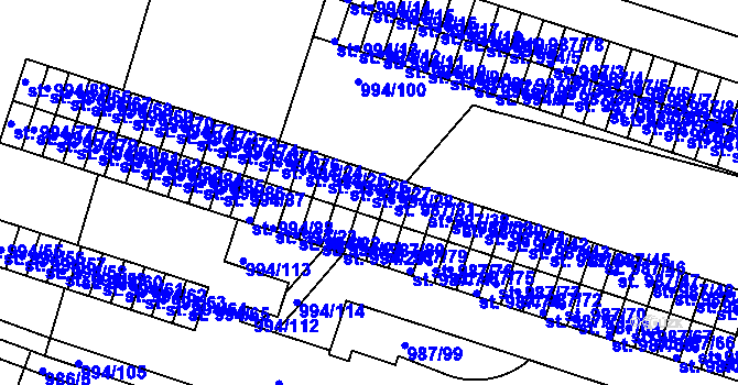 Parcela st. 994/28 v KÚ Čelákovice, Katastrální mapa