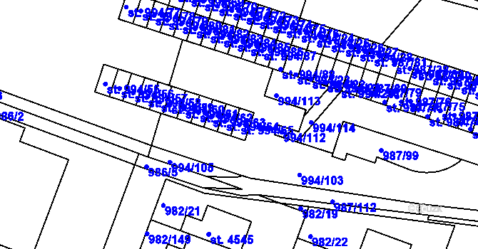 Parcela st. 994/65 v KÚ Čelákovice, Katastrální mapa