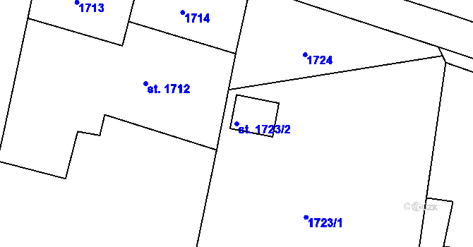 Parcela st. 1723/2 v KÚ Čelákovice, Katastrální mapa