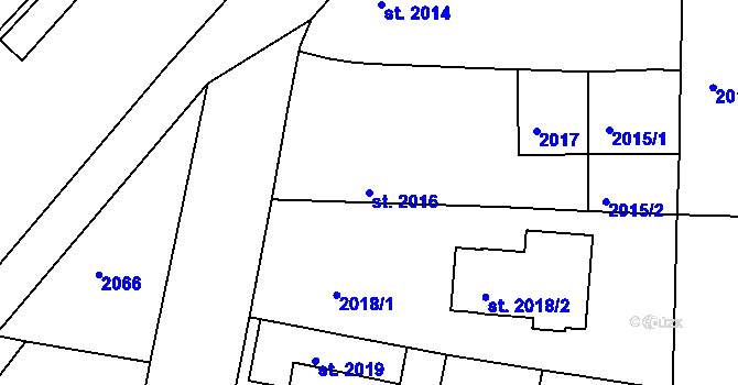 Parcela st. 2016 v KÚ Čelákovice, Katastrální mapa