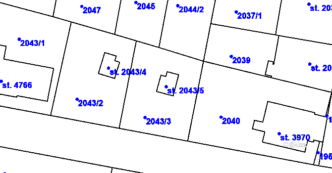 Parcela st. 2043/5 v KÚ Čelákovice, Katastrální mapa