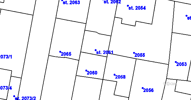 Parcela st. 2061 v KÚ Čelákovice, Katastrální mapa