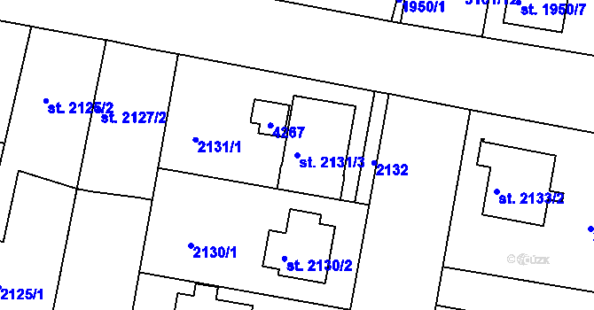 Parcela st. 2131/3 v KÚ Čelákovice, Katastrální mapa