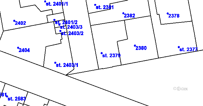 Parcela st. 2379 v KÚ Čelákovice, Katastrální mapa