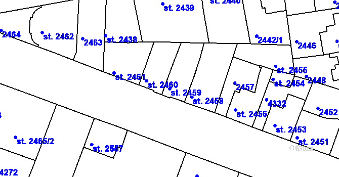 Parcela st. 2459 v KÚ Čelákovice, Katastrální mapa
