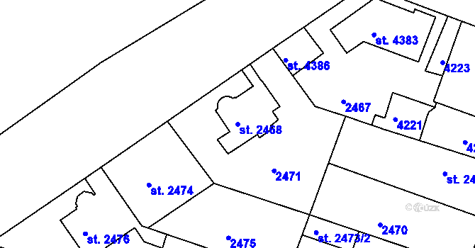 Parcela st. 2468 v KÚ Čelákovice, Katastrální mapa