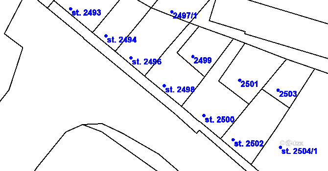 Parcela st. 2498 v KÚ Čelákovice, Katastrální mapa