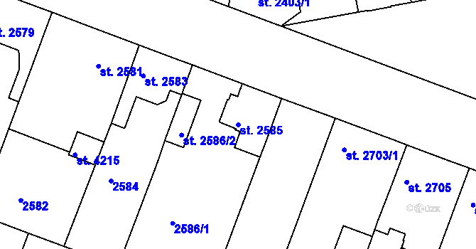 Parcela st. 2585 v KÚ Čelákovice, Katastrální mapa