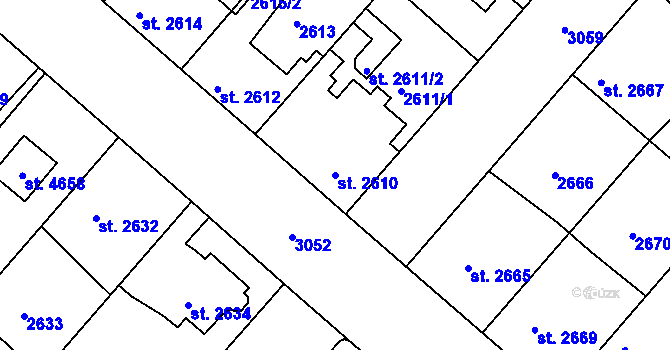 Parcela st. 2610 v KÚ Čelákovice, Katastrální mapa