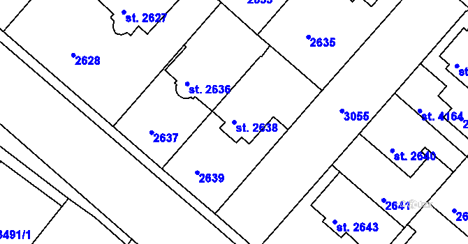 Parcela st. 2638 v KÚ Čelákovice, Katastrální mapa