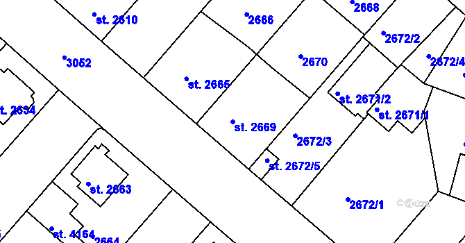 Parcela st. 2669 v KÚ Čelákovice, Katastrální mapa