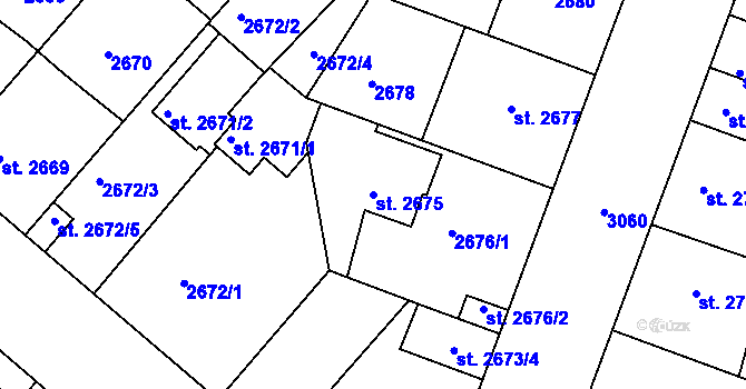 Parcela st. 2675 v KÚ Čelákovice, Katastrální mapa