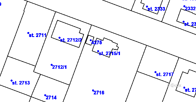 Parcela st. 2715/1 v KÚ Čelákovice, Katastrální mapa