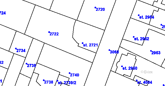 Parcela st. 2721 v KÚ Čelákovice, Katastrální mapa