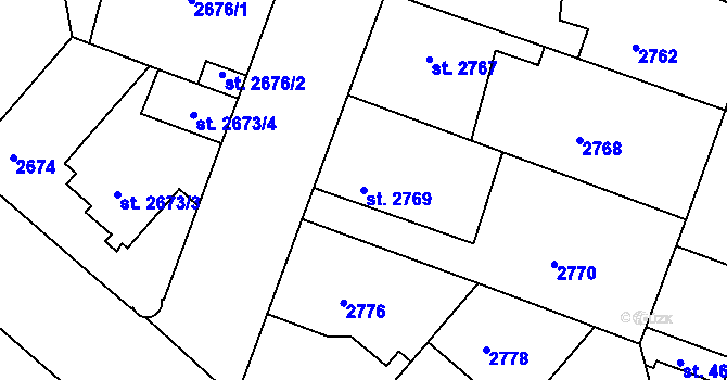 Parcela st. 2769 v KÚ Čelákovice, Katastrální mapa