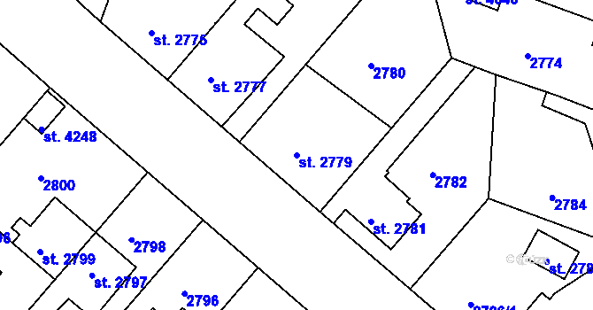 Parcela st. 2779 v KÚ Čelákovice, Katastrální mapa