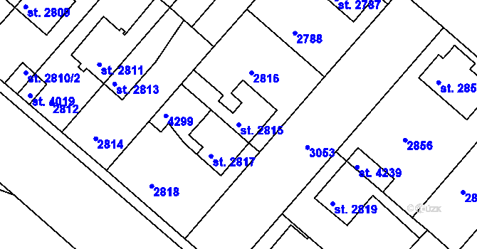 Parcela st. 2815 v KÚ Čelákovice, Katastrální mapa