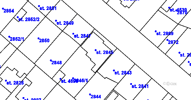 Parcela st. 2845 v KÚ Čelákovice, Katastrální mapa