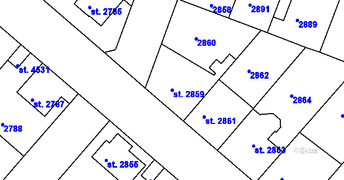 Parcela st. 2859 v KÚ Čelákovice, Katastrální mapa
