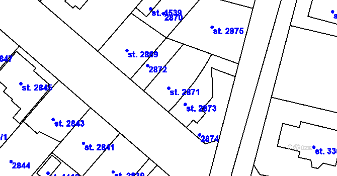 Parcela st. 2871 v KÚ Čelákovice, Katastrální mapa