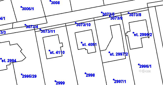 Parcela st. 4091 v KÚ Čelákovice, Katastrální mapa