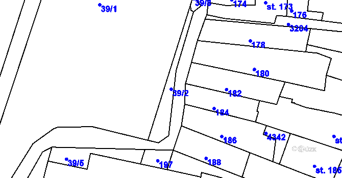 Parcela st. 39/2 v KÚ Čelákovice, Katastrální mapa