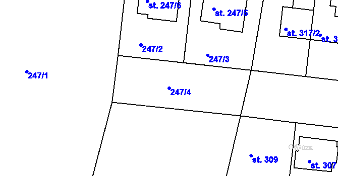 Parcela st. 247/4 v KÚ Čelákovice, Katastrální mapa