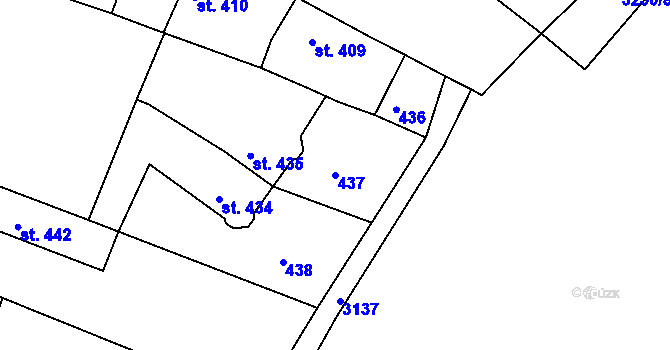 Parcela st. 437 v KÚ Čelákovice, Katastrální mapa