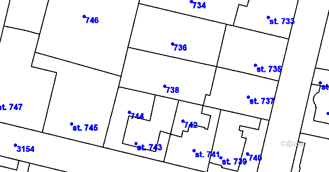 Parcela st. 738 v KÚ Čelákovice, Katastrální mapa