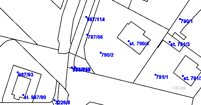 Parcela st. 790/2 v KÚ Čelákovice, Katastrální mapa