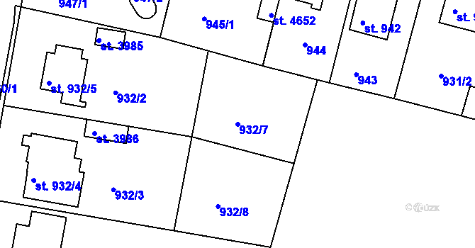 Parcela st. 932/7 v KÚ Čelákovice, Katastrální mapa