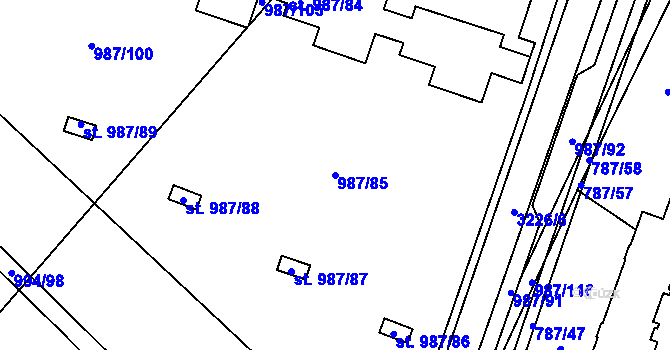 Parcela st. 987/85 v KÚ Čelákovice, Katastrální mapa
