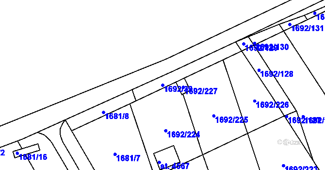 Parcela st. 1692/39 v KÚ Čelákovice, Katastrální mapa