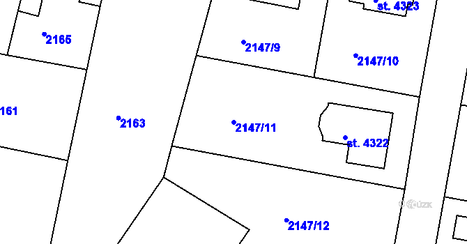 Parcela st. 2147/11 v KÚ Čelákovice, Katastrální mapa