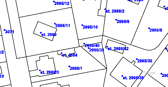 Parcela st. 2995/40 v KÚ Čelákovice, Katastrální mapa