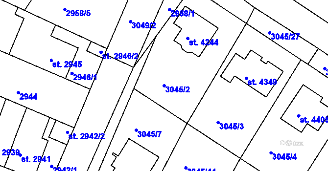 Parcela st. 3045/2 v KÚ Čelákovice, Katastrální mapa