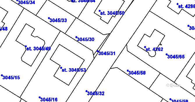 Parcela st. 3045/31 v KÚ Čelákovice, Katastrální mapa
