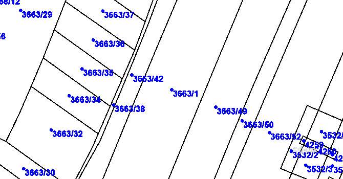 Parcela st. 3663/1 v KÚ Čelákovice, Katastrální mapa