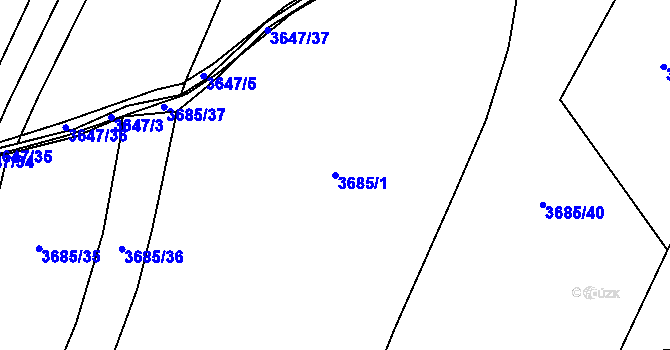 Parcela st. 3685/1 v KÚ Čelákovice, Katastrální mapa
