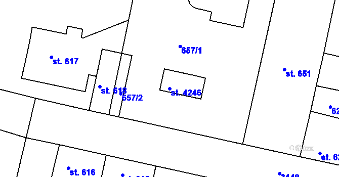 Parcela st. 4246 v KÚ Čelákovice, Katastrální mapa