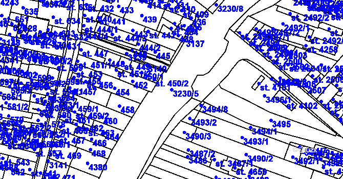 Parcela st. 3230/5 v KÚ Čelákovice, Katastrální mapa