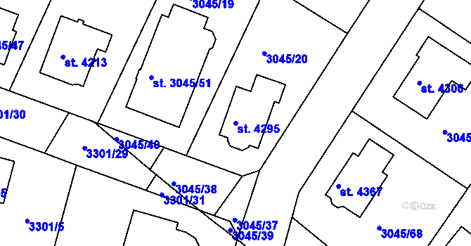 Parcela st. 4295 v KÚ Čelákovice, Katastrální mapa