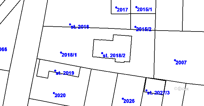 Parcela st. 2018/2 v KÚ Čelákovice, Katastrální mapa