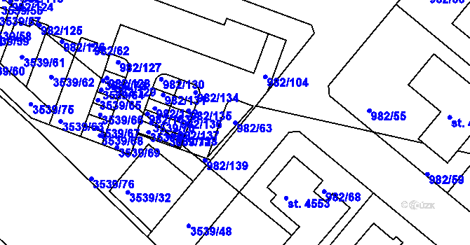Parcela st. 982/63 v KÚ Čelákovice, Katastrální mapa
