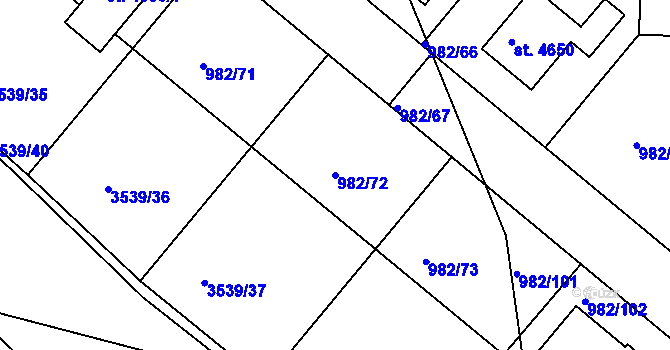 Parcela st. 982/72 v KÚ Čelákovice, Katastrální mapa