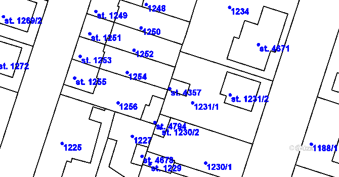 Parcela st. 4357 v KÚ Čelákovice, Katastrální mapa