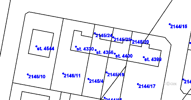Parcela st. 4356 v KÚ Čelákovice, Katastrální mapa
